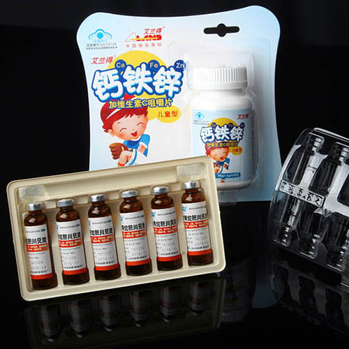 Transparent packaging blister tray for medicine bottle phial vial