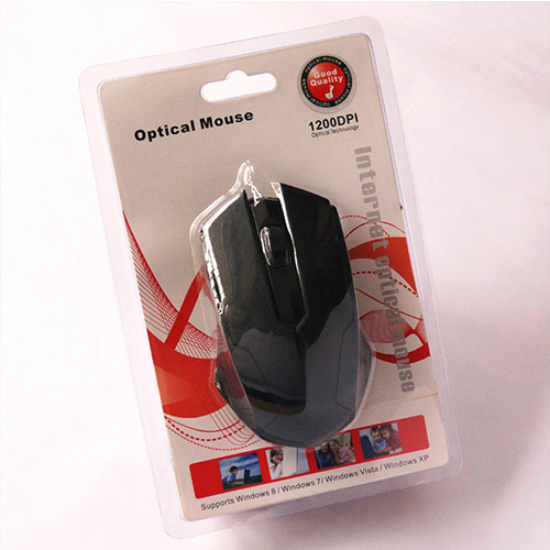 Plastic packaging box blister tray with paper card for electronic products mouse