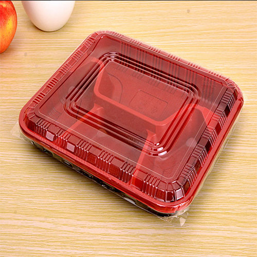 Custom 2 3 4 5 Compartment Disposable Rectangular Fast Food Lunch Bento Blister Container Box PP Plastic Tray With Lids