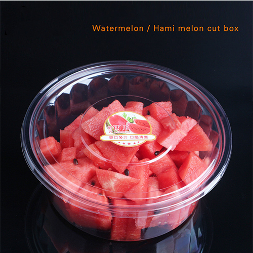 Disposable PET Clear Transparent Fruit and Salad Container Packaging Box Disposable Watermelon Round Clear Plastic Box With Lids