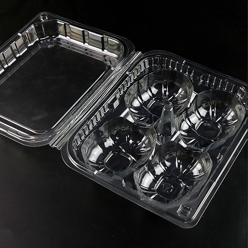 Custom 4 compartments clear transparent plastic blister packaging box with buckle for fruit kiwi apple pear