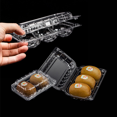 Transparent disposable clamshell fruits container clear pet plastic packaging fruit box for Kiwi