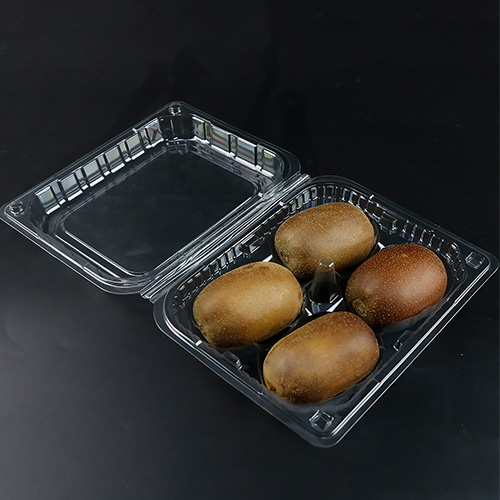 Custom 4 compartments clear transparent plastic blister packaging box with buckle for fruit kiwi apple pear