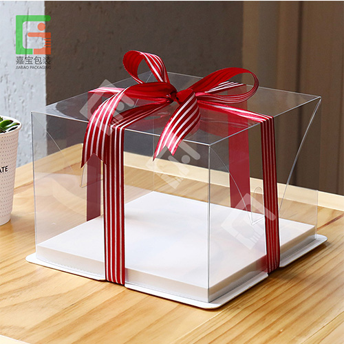 Custom Logo Clear Square Rectangle Tall Transparent Plastic Cake Box 