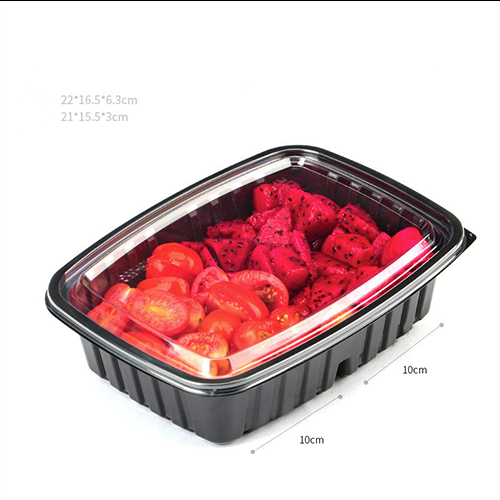 Transparent disposable PET 300g 500g clear plastic fruit salad container takeaway blister packaging boxes with lid