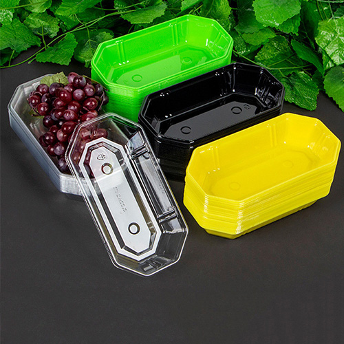 Supermarket Disposable Polygon PET Plastic Blister Fruit Food Tray Rectangular Ship Form Ships Shape Plate
