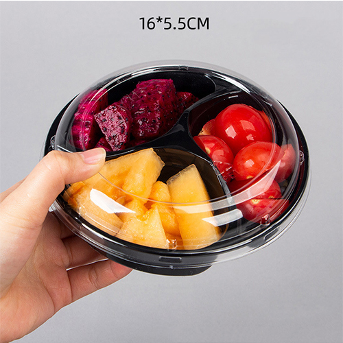 Wholesale custom disposable PET 2 3 4 5 compartment round plastic blister containers storage packaging box tray for fruit with lids