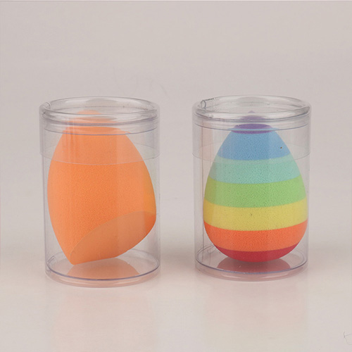 Customized PVC/PET Small Clear Cylinder Plastic Tube Packaging For Makeup Tools Cosmetic Sponges