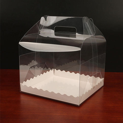Custom 5 inch paper bottom foldable clear transparent PET plastic packaging cake box gift boxes