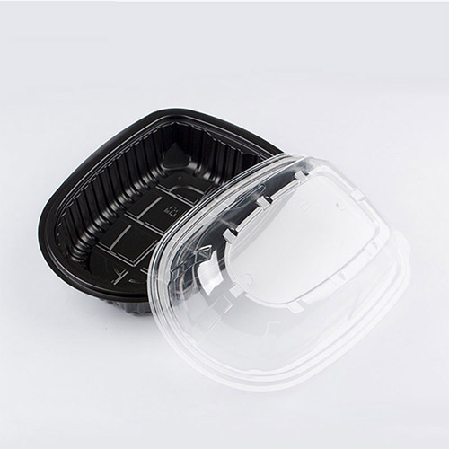 Wholesale custom food grade PP PS roast chicken turkey packaging box container with transparent lid black base
